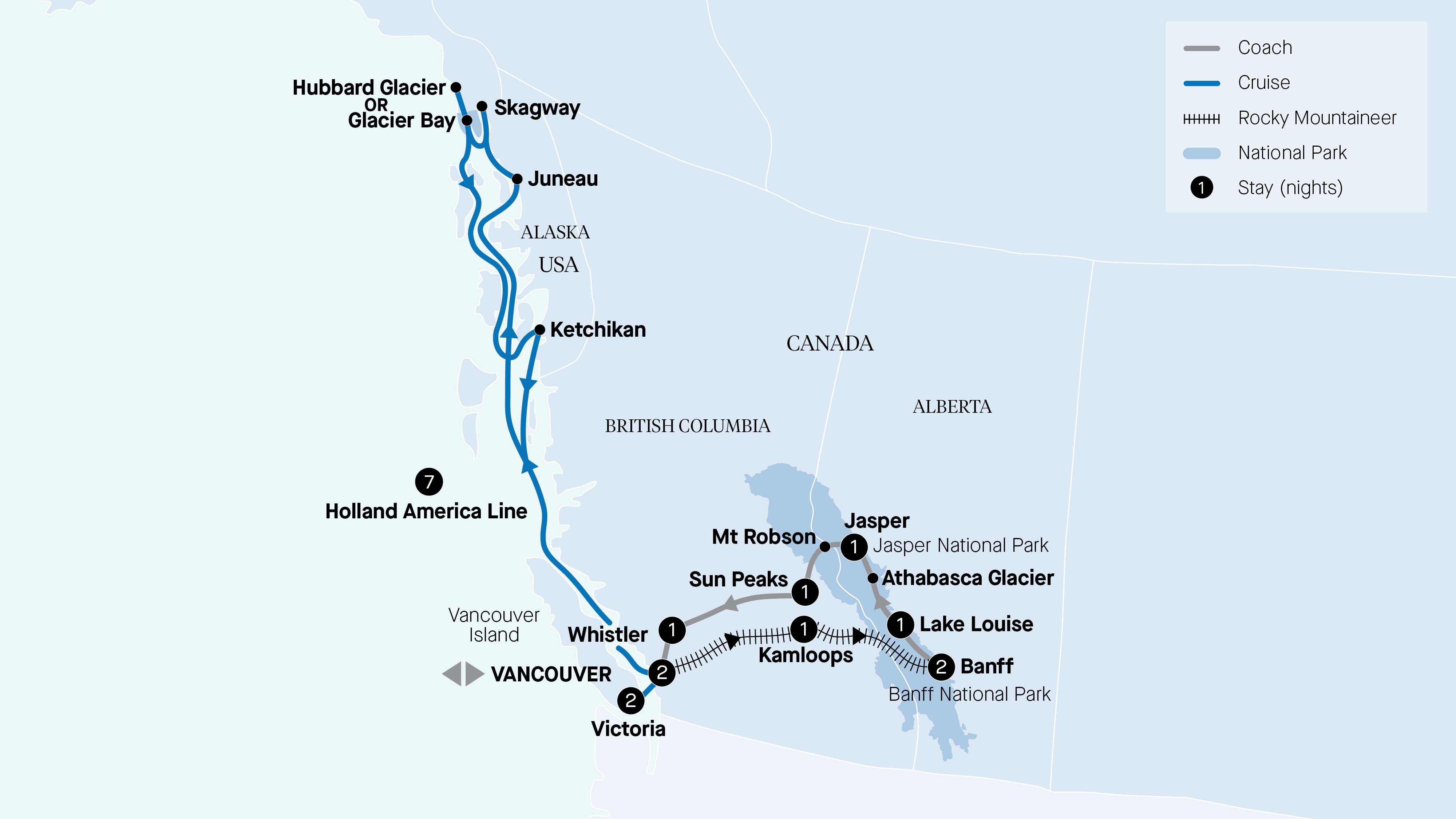 Rockies explorer and Alaska cruise