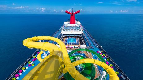 A Carnival cruise ship travelling through the ocean