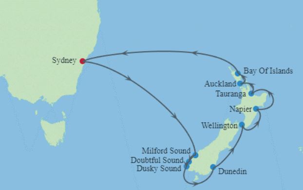 13 night New Zealand cruise from Sydney return