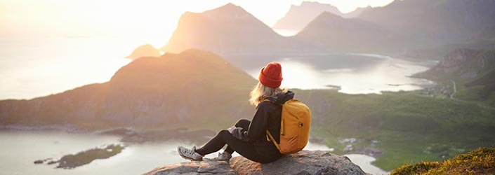 Enjoying view from top of mountain