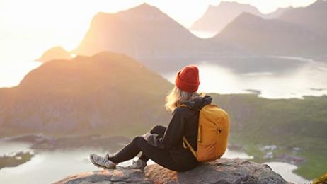 Enjoying view from top of mountain
