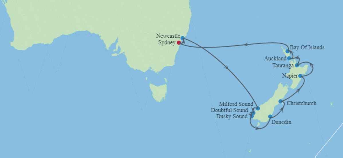 13 night New Zealand cruise from Sydney return