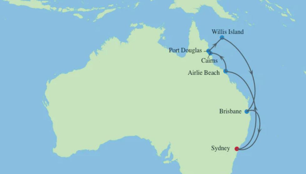 11 night Queensland cruise from Sydney return